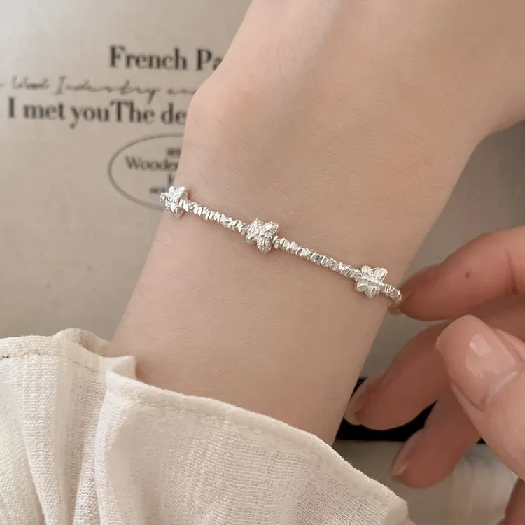 925银手链 有迹MilkyWay蝴蝶翩翩碎银子通体s925纯银手链