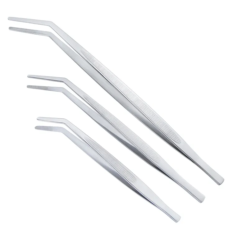 三日作加厚不锈钢弯头镊子夹食物夹 园艺镊子夹子日用辅助工具