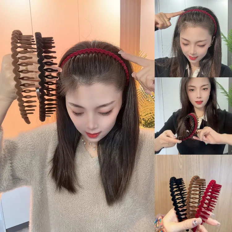 百搭植绒发箍前额碎发整理 带防滑齿洗脸发卡 女