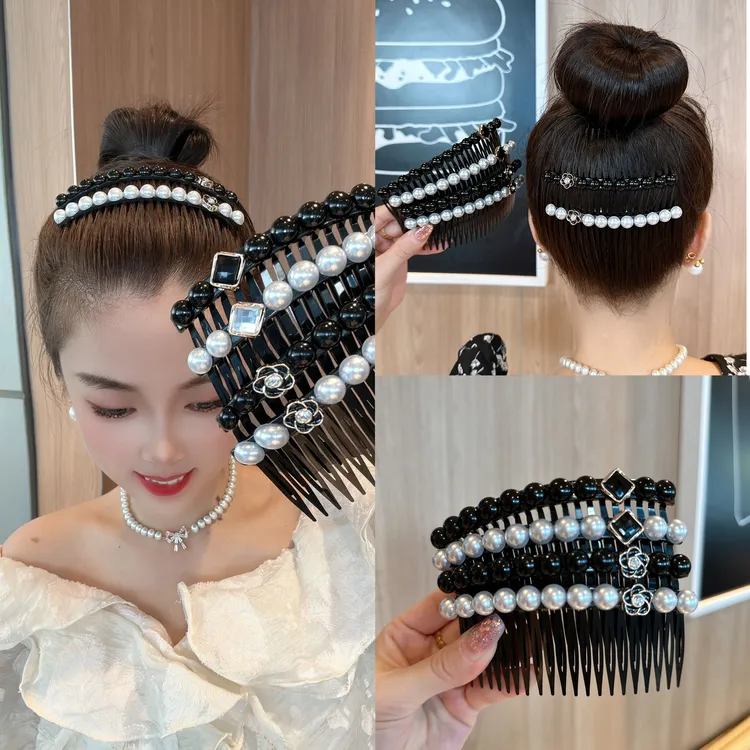 时尚百搭珠珠刘海碎发插梳 后脑勺碎发整理神器女