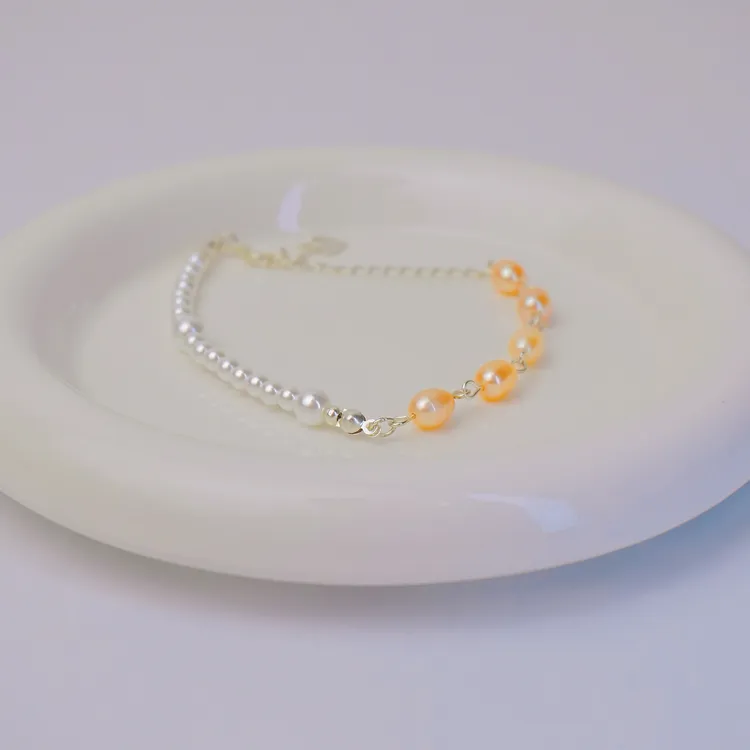 手工串珠迪士尼在逃公主风粉色手链