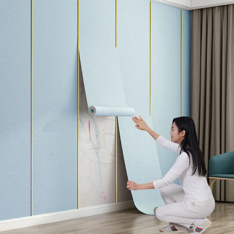 墙纸自粘防水防潮3d立体墙贴加厚布纹家用卧室背景墙壁纸泡沫自贴