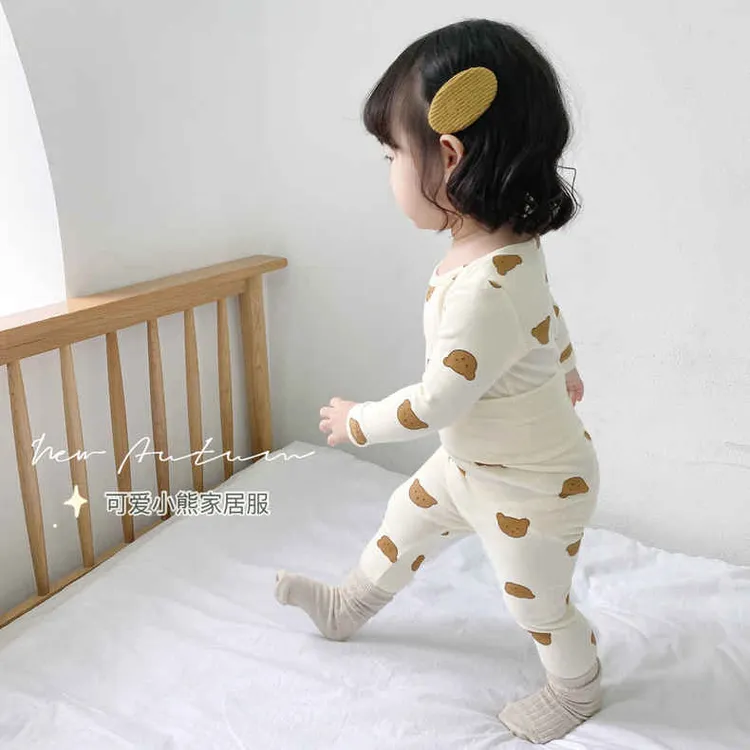 婴幼儿纯棉秋冬高腰护肚内衣套装男女童贴身打底保暖秋衣秋裤睡衣