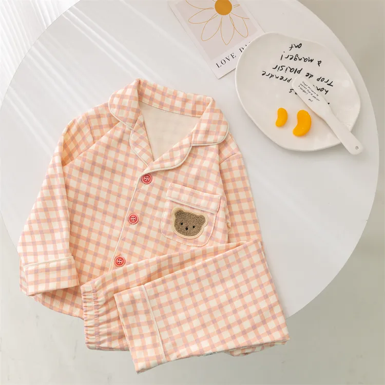 韩国儿童睡衣25秋男女童韩版棉磨毛睡衣套中小童保暖分体套装婴儿