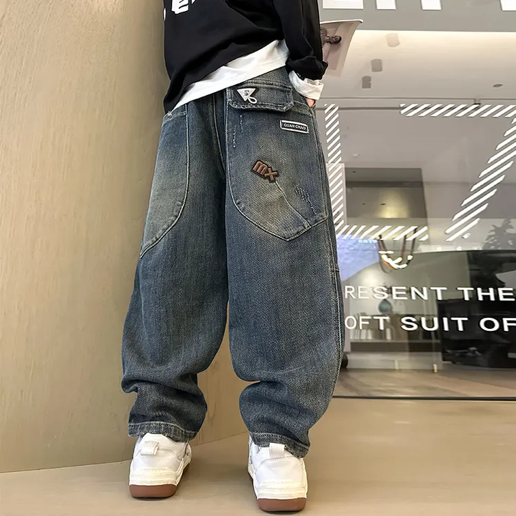 男童裤子春秋款2025新款儿童秋装牛仔裤潮酷休闲裤中大童秋季长裤