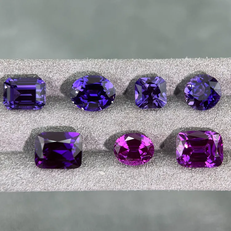 培育蓝宝石实验室培育彩色宝石紫色蓝宝石高精切珠宝裸石