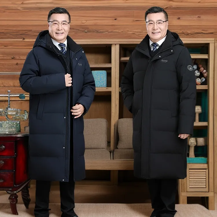 冬季新款中老年羽绒服男长款过膝加厚保暖大码休闲爸爸装防寒外套