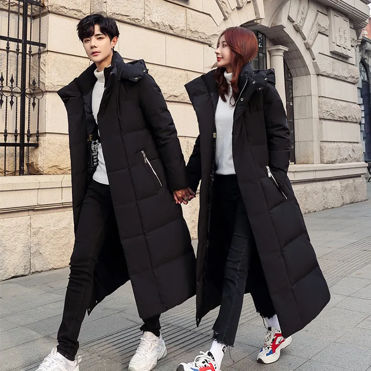 冬季新款羽绒服男女超长款过膝加厚保暖青年韩版潮流大码情侣外套