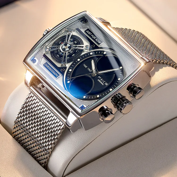 飞克新款潮流方形大表盘男士男生手表个性多功能夜光防水商品图