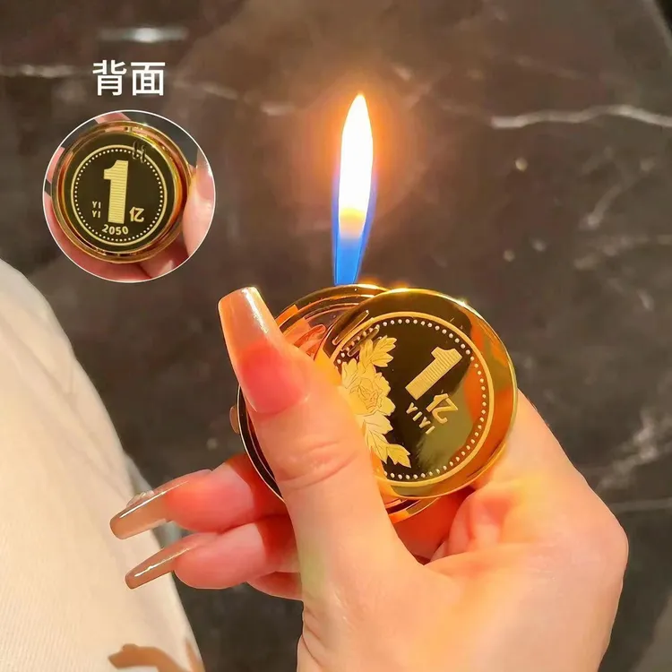 创意“转一亿”打火机“转大钱”炫酷金属全合金电镀充气打火机怂男友