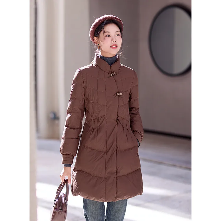 红念收腰羽绒服加厚女中长款设计感修身冬季新款气质冬装外套上衣