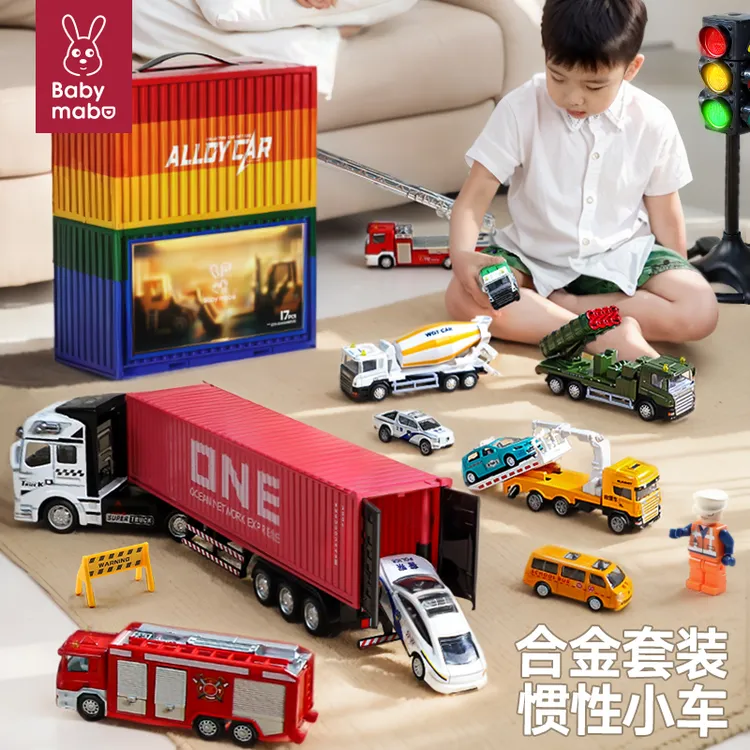 儿童合金车套装卡车消防车坦克救护警车工程车小汽车玩具男孩套装