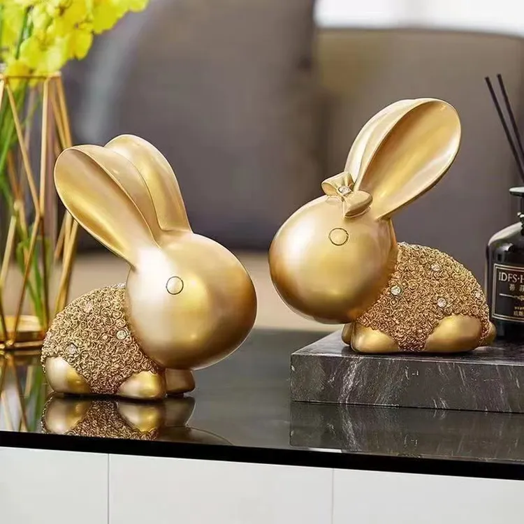 现代创意萌兔车上装饰品摆件桌面家居客厅电视柜新婚闺蜜软装好物