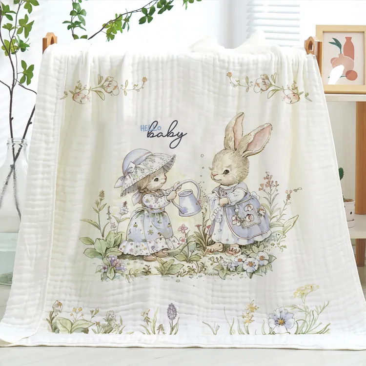 【贝瑞拉】7A抗菌数码印独版六层棉泡泡纱浴巾