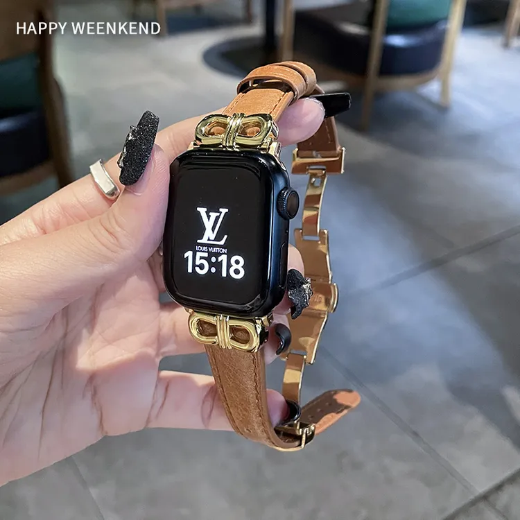 法银真皮表带适用华为fit34vivowatchGT小米8pro红米智能手表腕带
