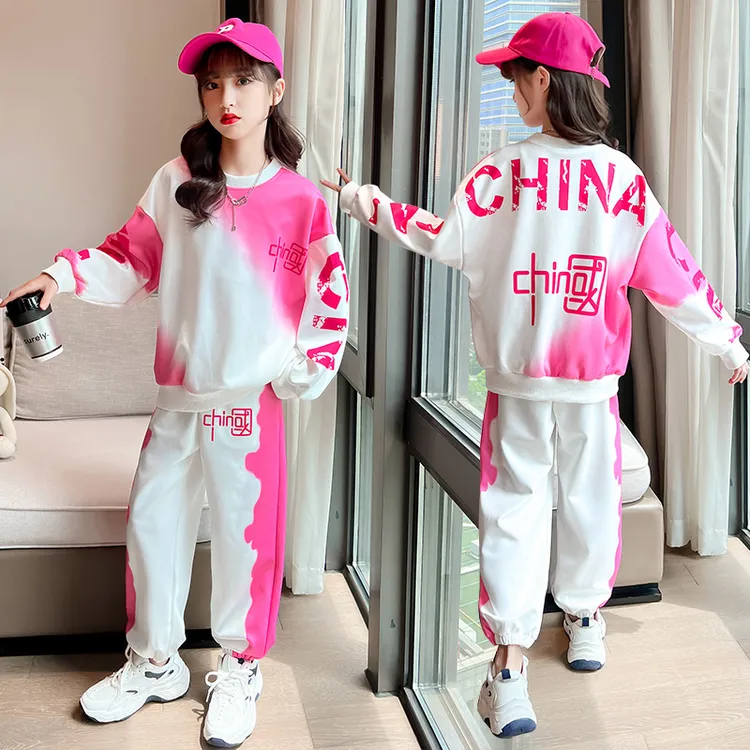 秋季男女套装2025洋气新款中大童时髦休闲中国卫衣运动两件套潮
