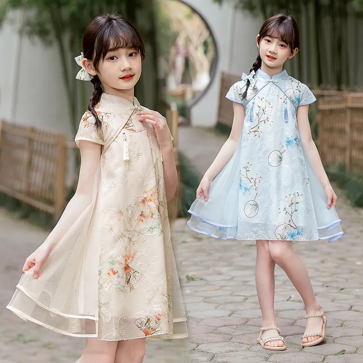 女童小女孩儿童连衣裙夏季汉服短袖裙子2025新款古风复古国风裙