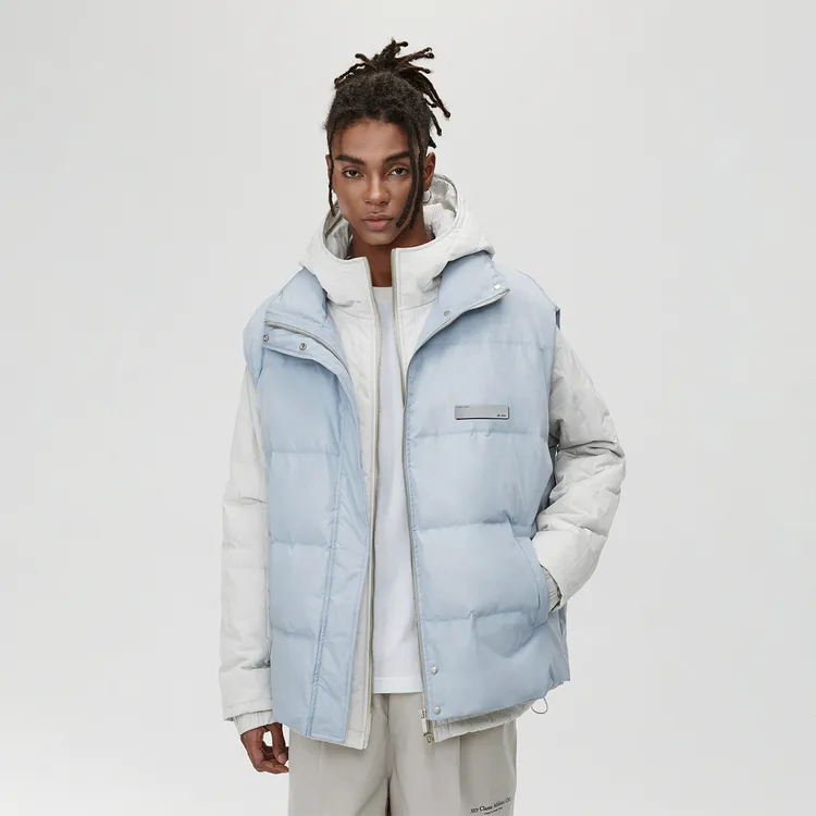 ATRY真两件冬季保暖马甲连帽棉衣男国潮牌百搭加厚面包服外套棉服