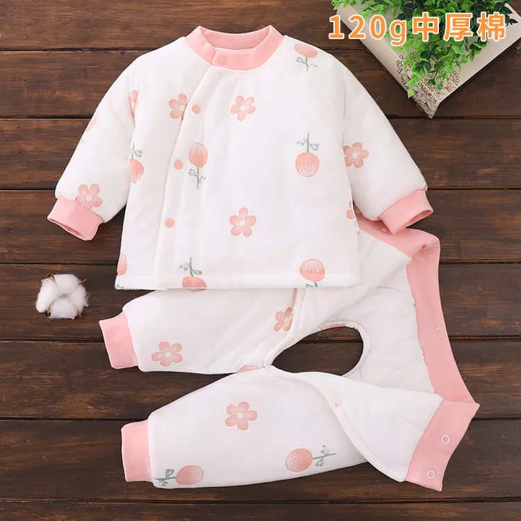 新生婴儿儿衣服冬季加厚棉衣套装分体两件套初生男女宝宝棉袄外穿