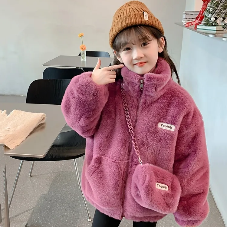 女童冬季外套2025新款儿童冬装加绒毛毛衣中大童加厚保暖洋气上衣