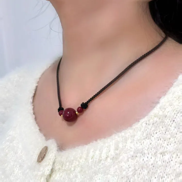 福顺泽 正品朱砂《精品锁骨链项链紫金晶体砂》【礼盒＋礼袋】