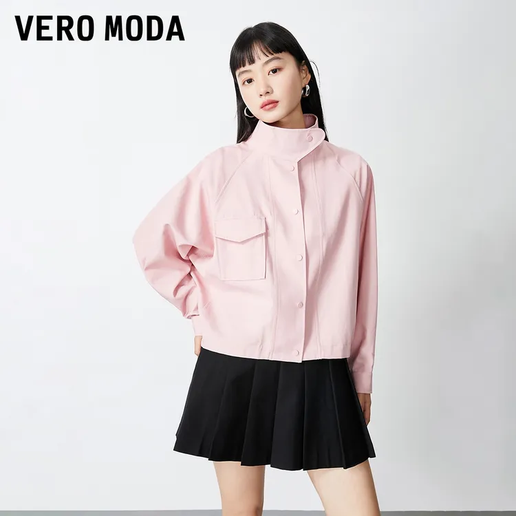 Vero Moda2025新款夹克外套女直筒立领长袖简约流光风324317010