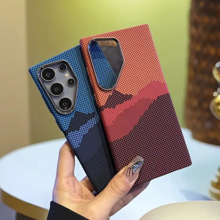 全包磁吸磨砂纤维纹理防摔S25U适用于三星s24ultra亚克力手机壳