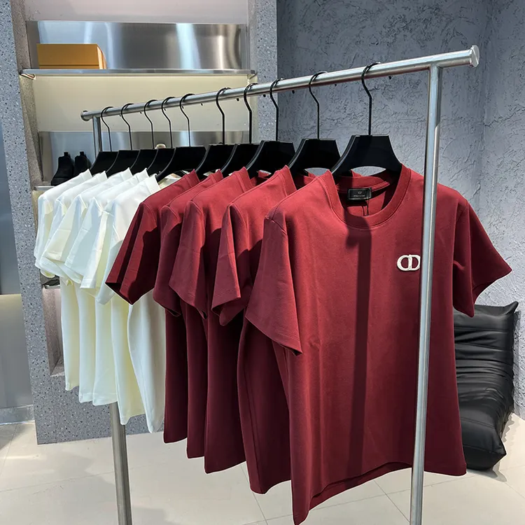 关先生男装安可拉红秋冬短袖立体刺绣百搭T恤半袖男装纯色圆领