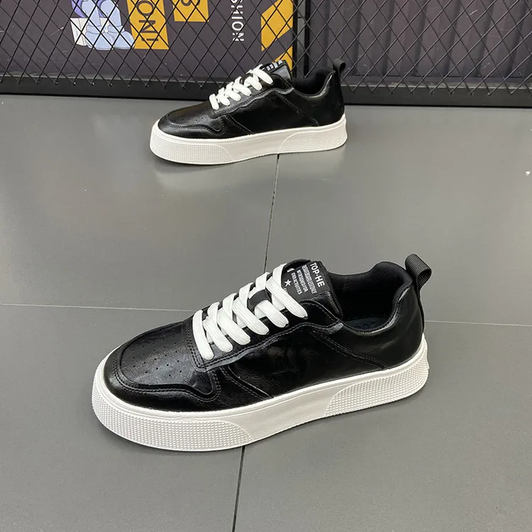 2025新款压花皮复古做旧小白鞋厚底百搭休闲鞋阿甘鞋潮流男鞋板鞋