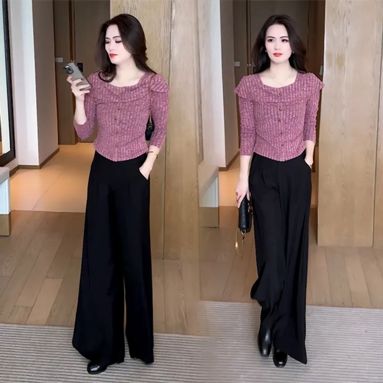 早秋显瘦T恤小众设计感一字肩袖洋气时尚减龄上衣长袖春秋高腰