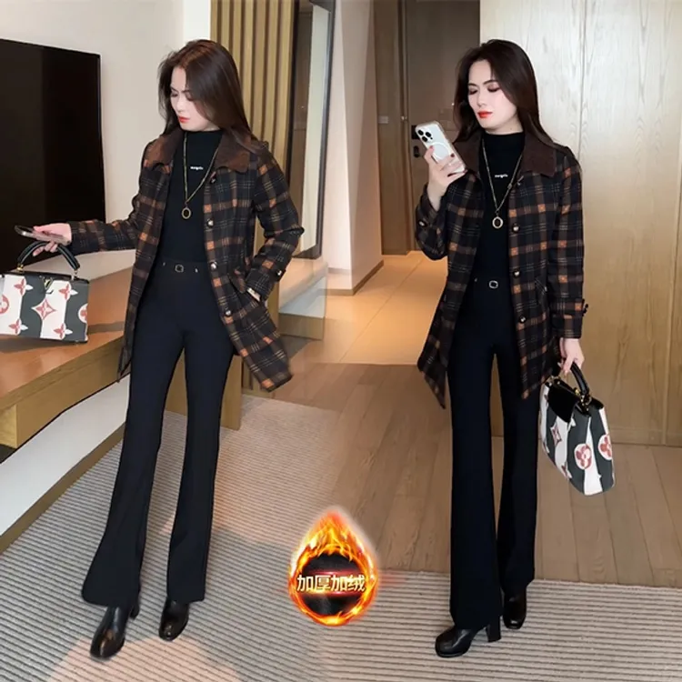 秋冬季新款修身外套女洋气时尚气质小个子中长款风衣