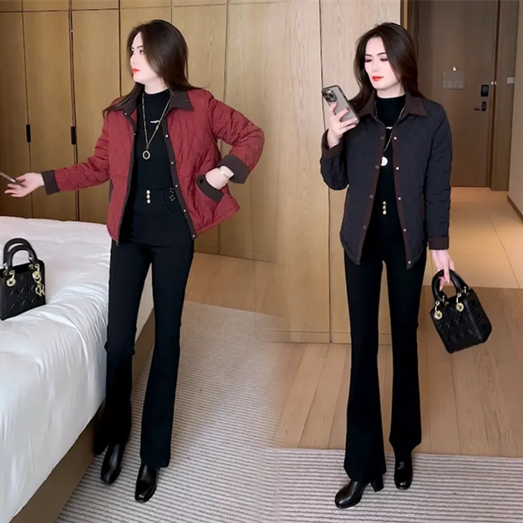 秋冬季新品穿搭女气质显瘦休闲洋气时尚夹棉外套