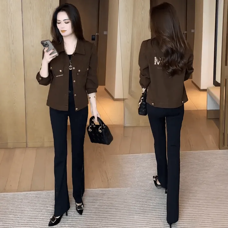 时尚短款外套女2024秋季新款宽松显瘦小个子休闲牛仔夹克百搭上衣