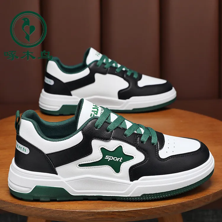 【正品】啄木鸟男鞋2024秋季新款透气小白鞋子运动鞋休闲板鞋潮鞋