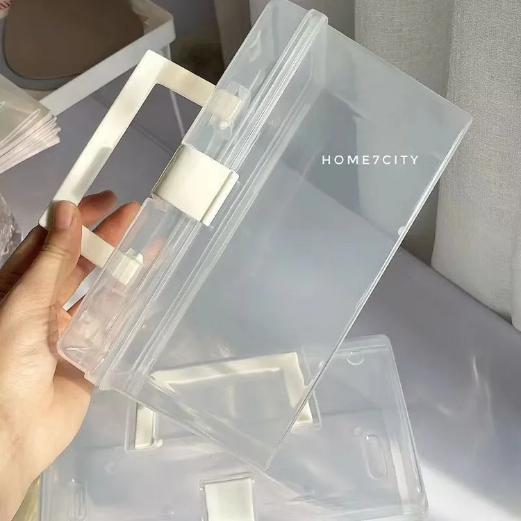 多功能收纳盒简单ins透明药箱学生宿舍无印风防尘手提大容量药盒