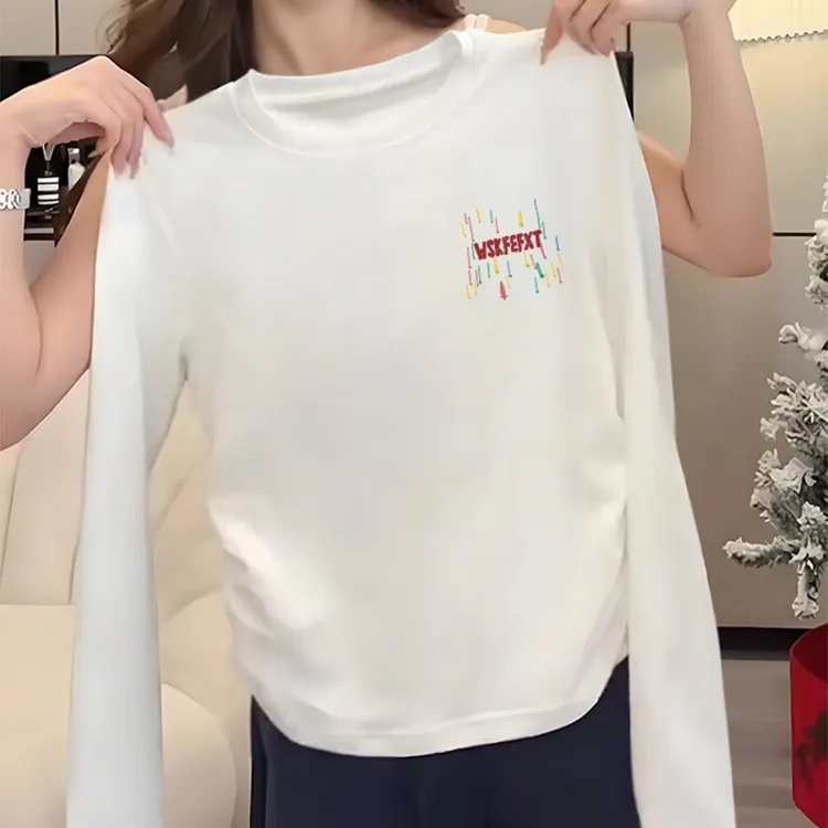 打底衫女装春秋内搭上衣2025年新款爆款时尚圆领修身正肩长袖t恤