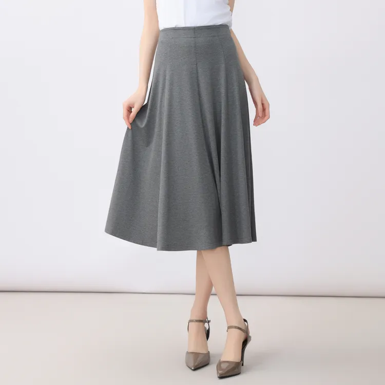 GIRDEAR/哥弟 新款夏季A字高腰显瘦百搭中长款垂感半身裙1200395