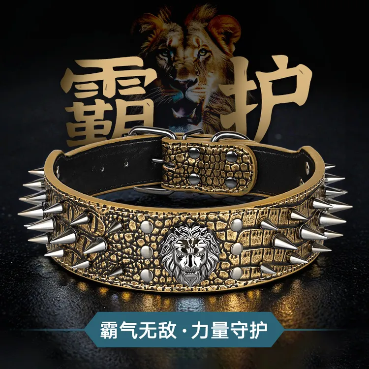 铆钉中大型犬可调防咬项圈铆钉结实狗链恶霸卡斯罗狼狗脖套宠物狗
