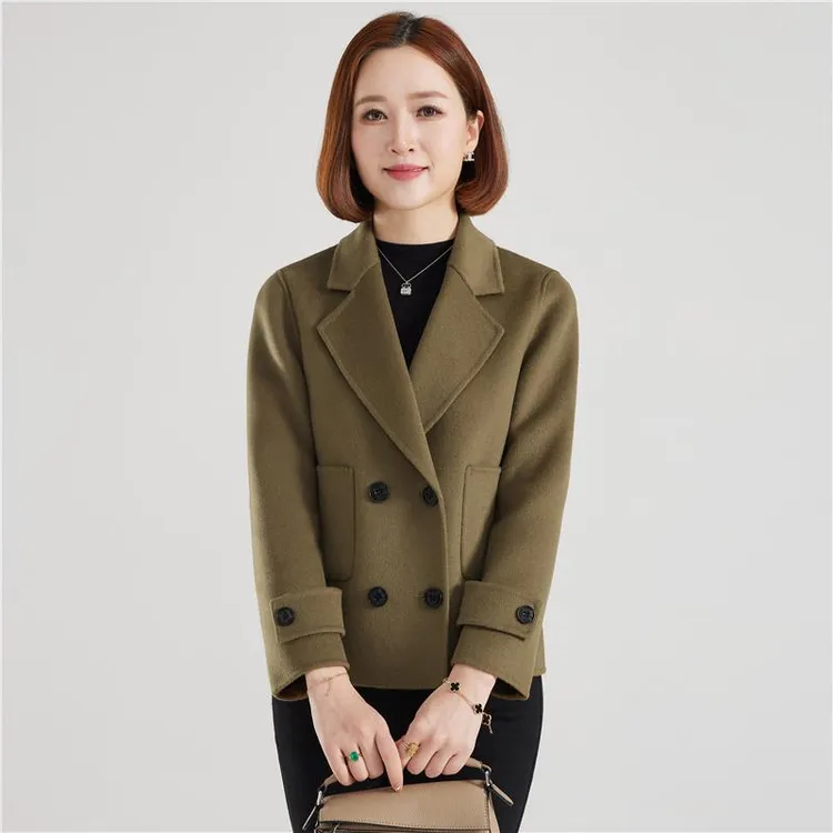 恒源祥集团时尚妈妈小西装短款毛呢大衣2024春秋新款洋气双排扣正