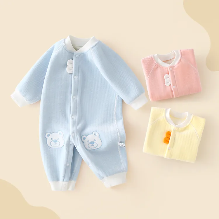 婴儿连体衣秋季水晶绒保暖睡衣宝宝秋冬超萌哈衣爬服新生儿春秋装