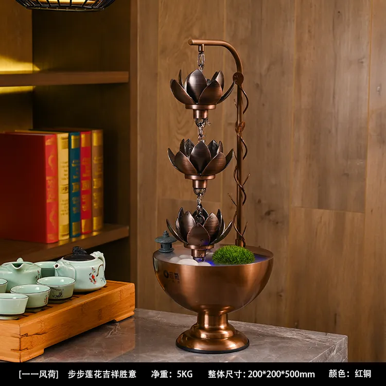 招财循环水陶瓷金属摆件，点亮客厅玄关办公室的和气之光中式高档