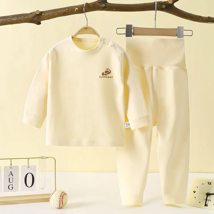 婴儿无骨秋衣秋裤套装儿童内衣打底宝宝高腰护肚裤春秋睡衣家居服