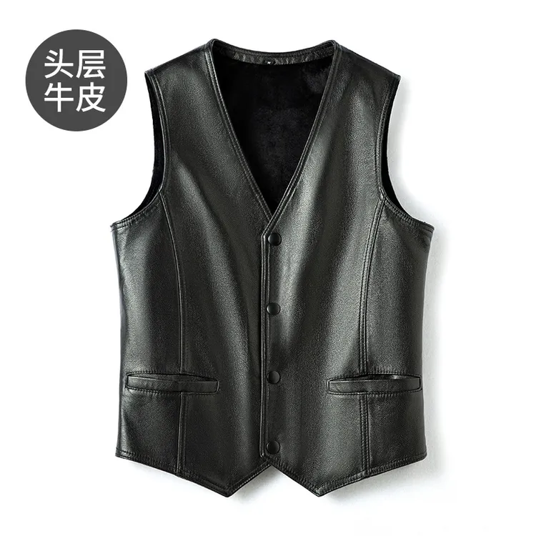 真皮皮衣男士马夹2025秋冬新款海宁头层牛皮商务马甲休闲背心2801