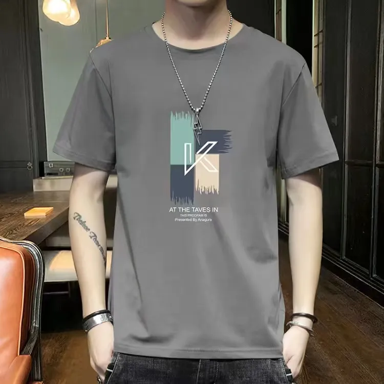 夏季男纯棉圆领短袖t恤男女同款印花半袖新款潮流百搭学生打底衫