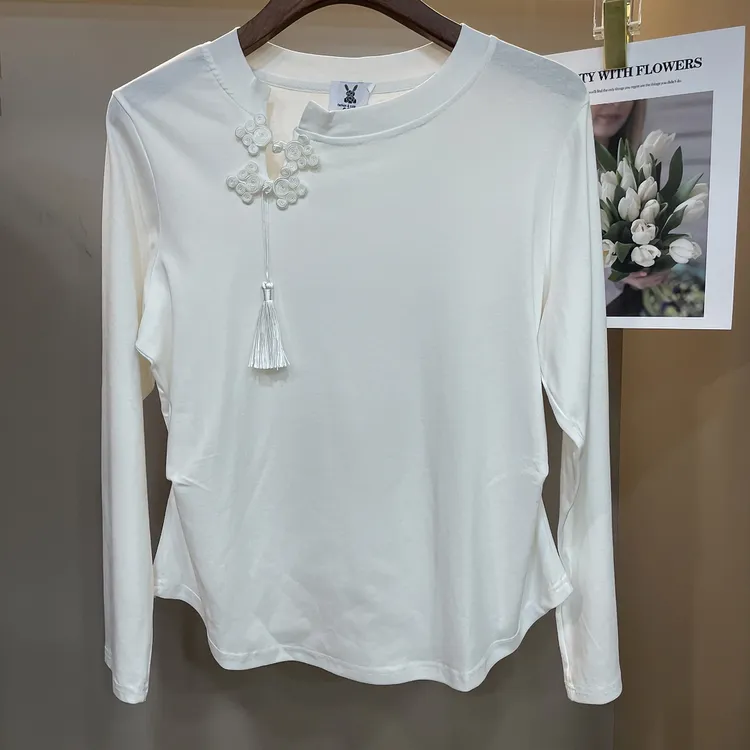 2023秋款简约时尚百搭捏褶显瘦上衣长袖气质大码时尚女装【7775】