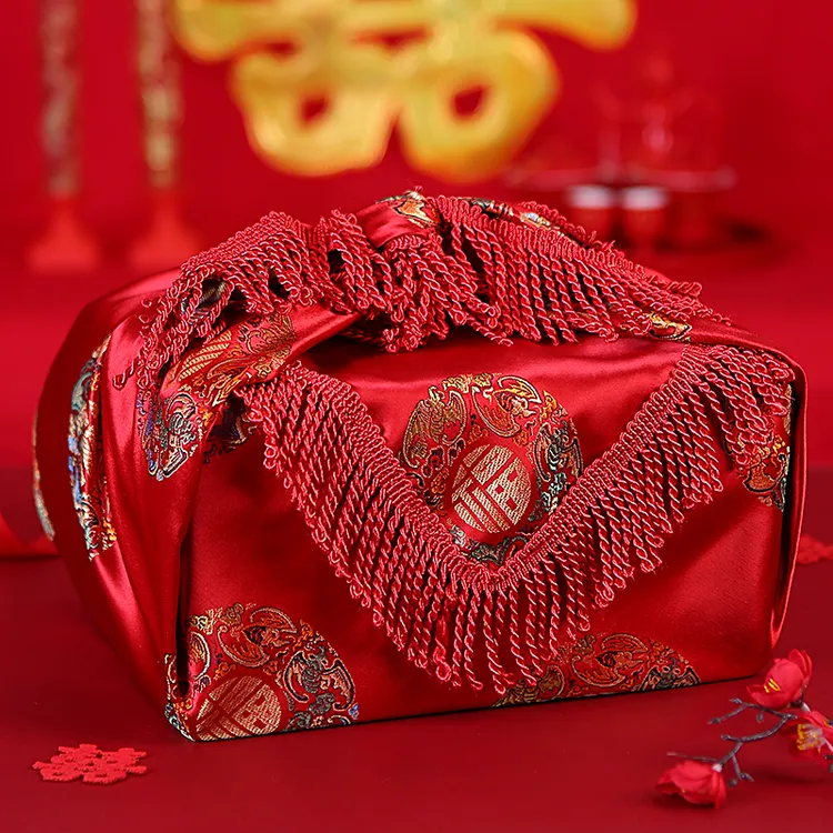 结婚包袱皮包裹布新娘陪嫁红包袱大全嫁妆包盆布婚庆用品喜盆红布
