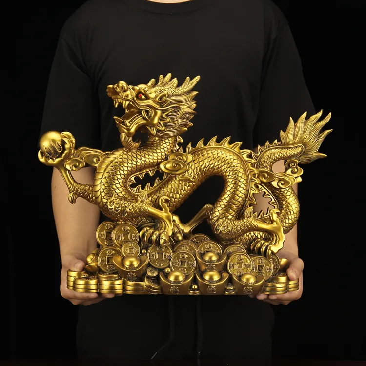 顺丰包邮鎏金铜龙摆件十二生肖龙家用客厅办公室桌面汉龙金龙礼品