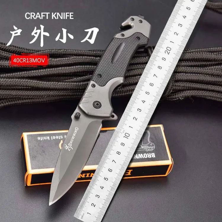 勃朗宁伸缩折叠刀削铁如泥野外生存露营锋利折刀多功能便携小刀