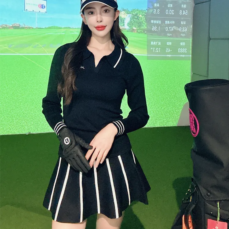 秋冬新品高尔夫女款毛衣针织衫修身保暖弹力显瘦舒适百搭户外运动