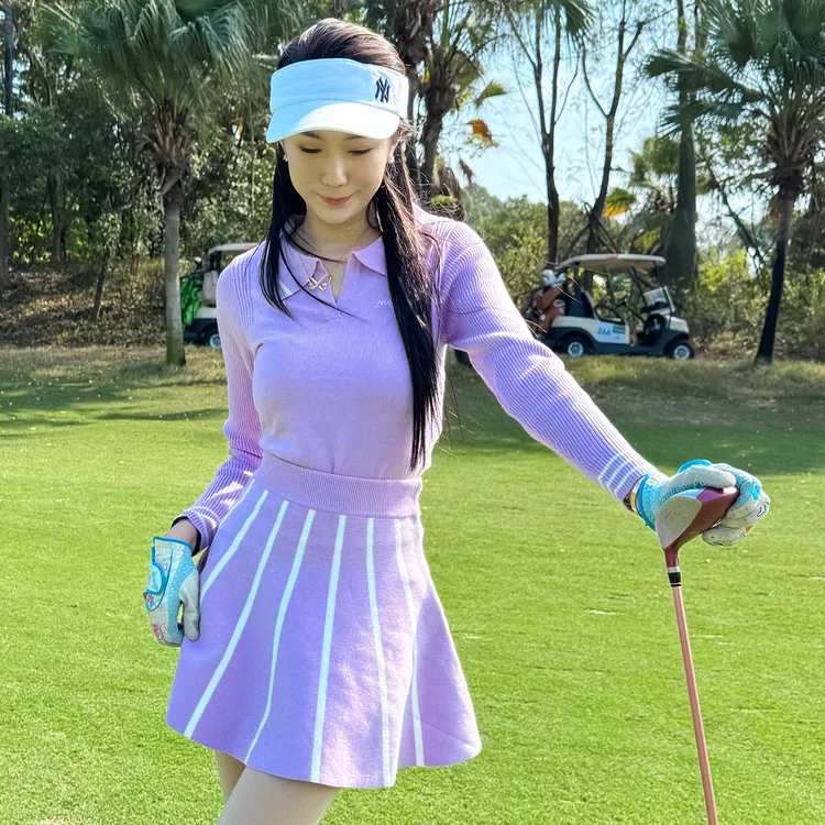 冬季新品高尔夫服装女装毛衣套装舒适保暖弹力百搭针织衫毛线上衣